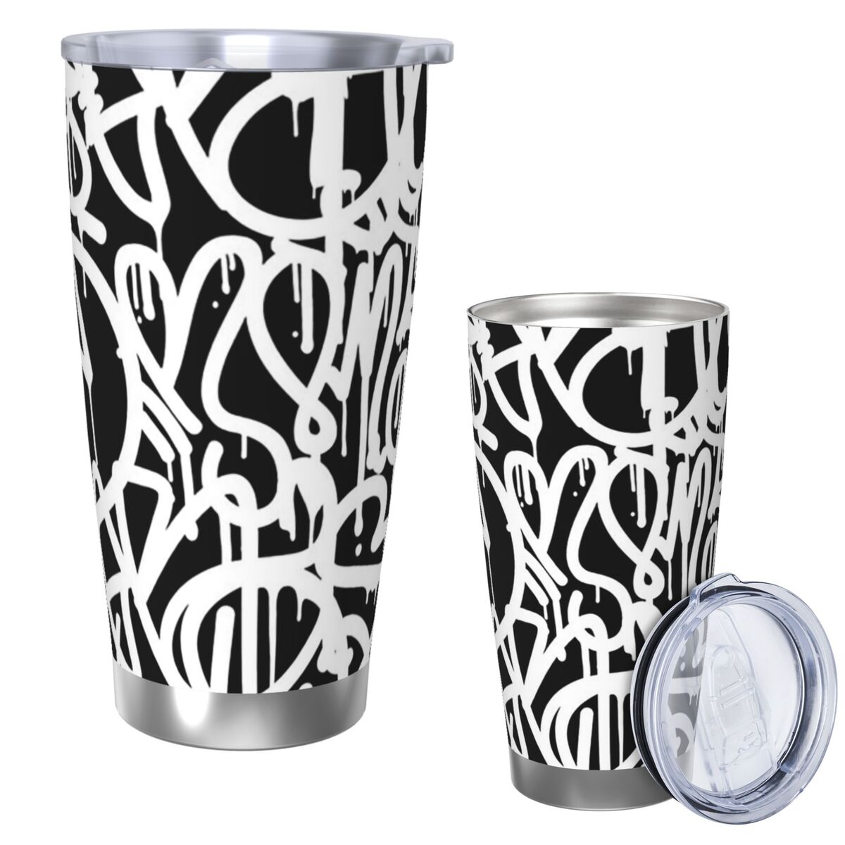 Black And White Graffiti Stain - Tumbler 20Oz White avaliação e preço