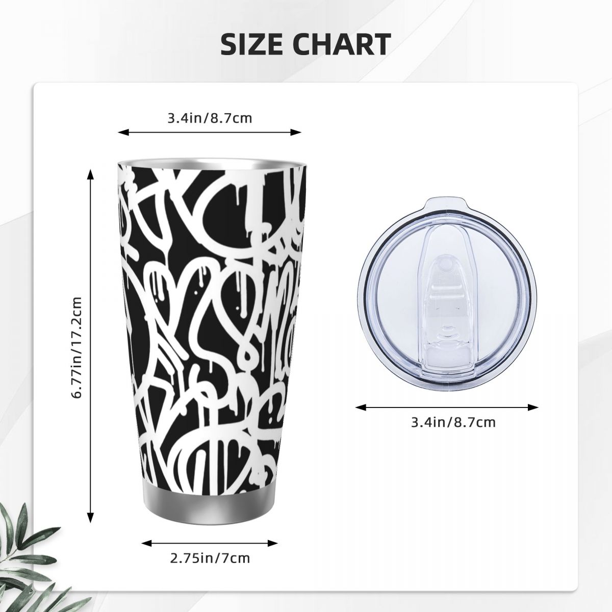 Black And White Graffiti Stain - Tumbler 20Oz White avaliação e preço