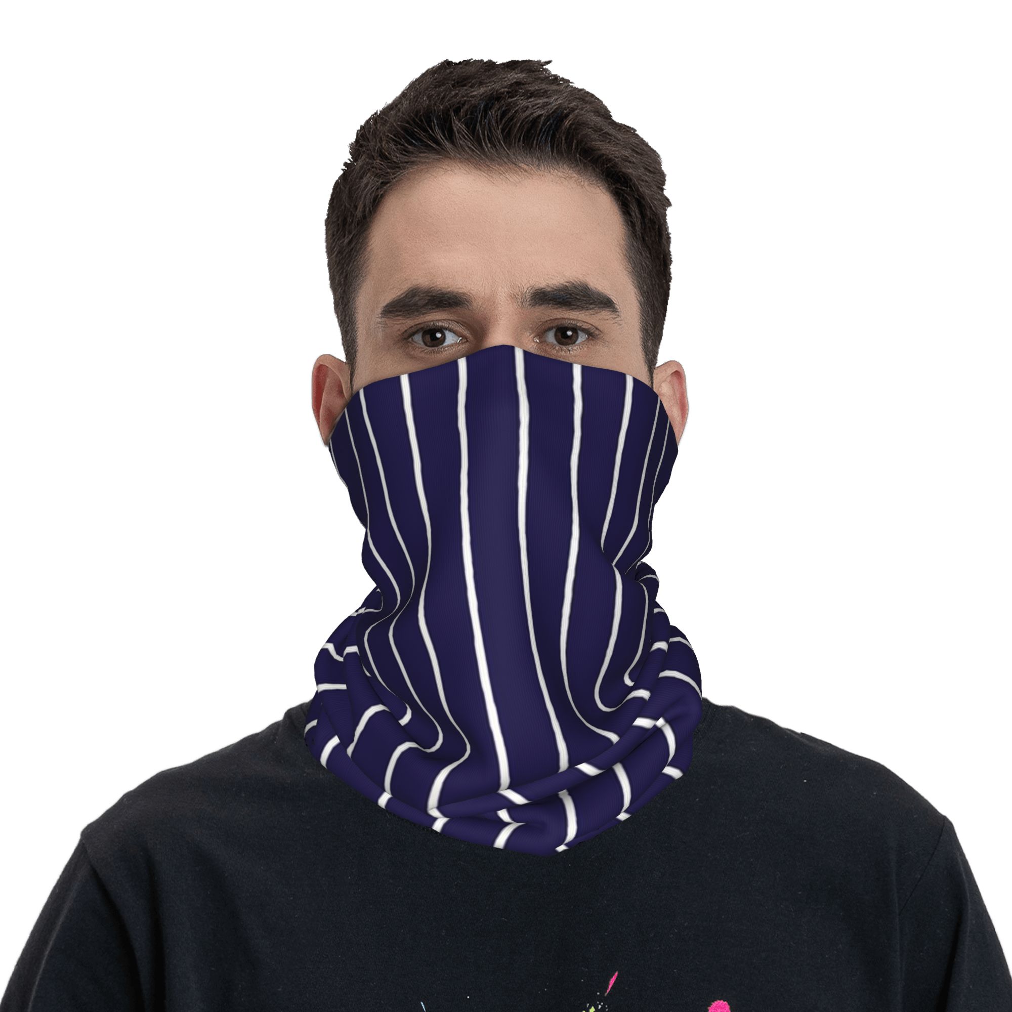 Navy Blue and White stripes Pi - Bandana Blank White avaliação e preço
