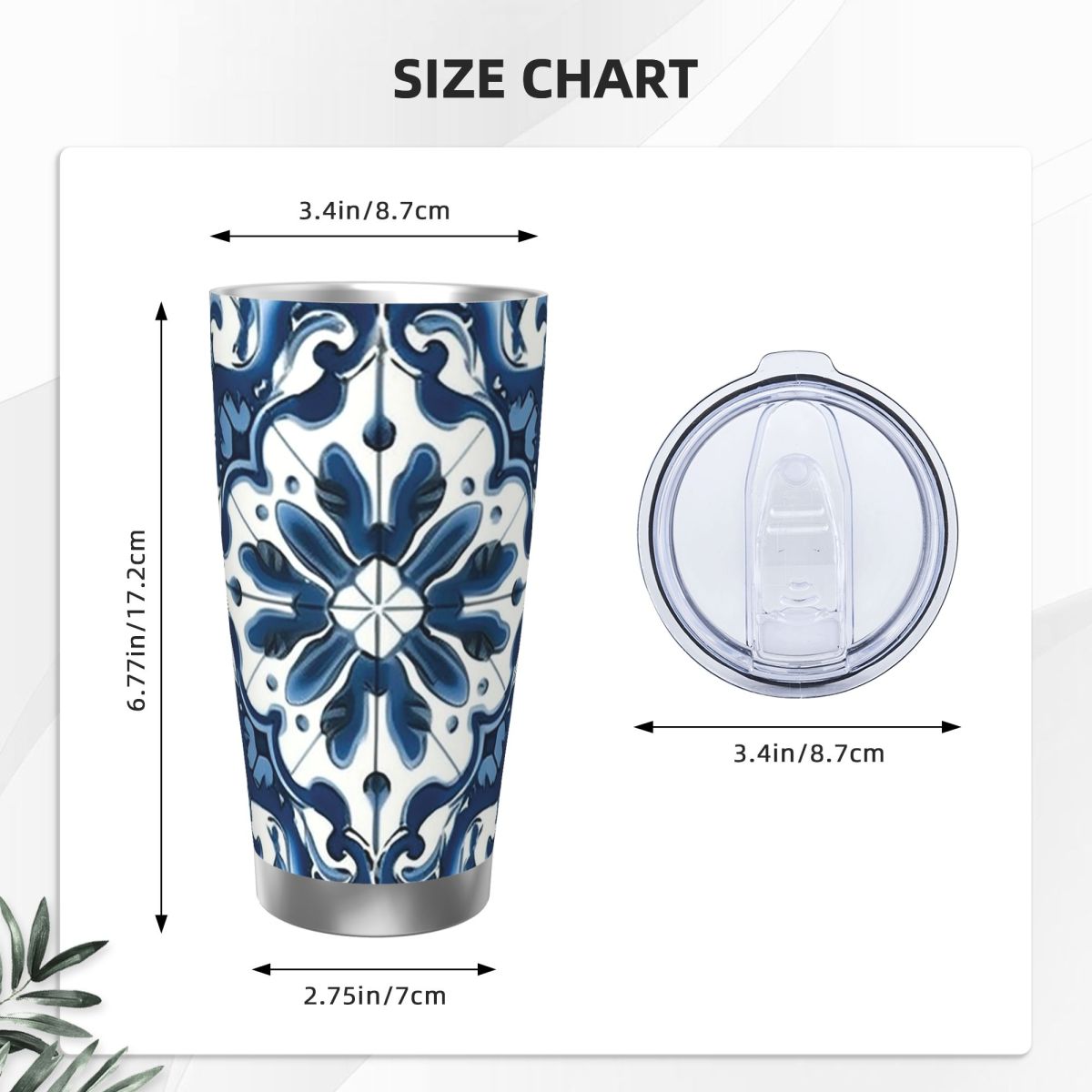 Blue And White Majolica Patter - Tumbler 20Oz White avaliação e preço
